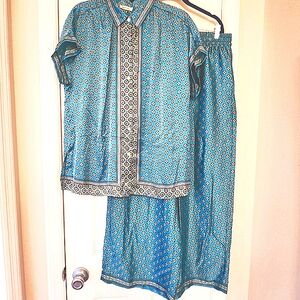 Max Studio Matching Blue Patterned Two-Piece Set